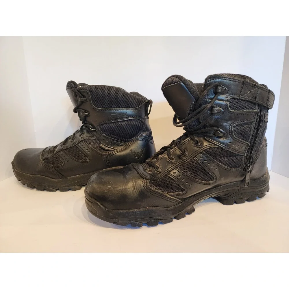 Thorogood Boots Mens 12 W Black Leather Deuce Waterproof Tactical Side Zip